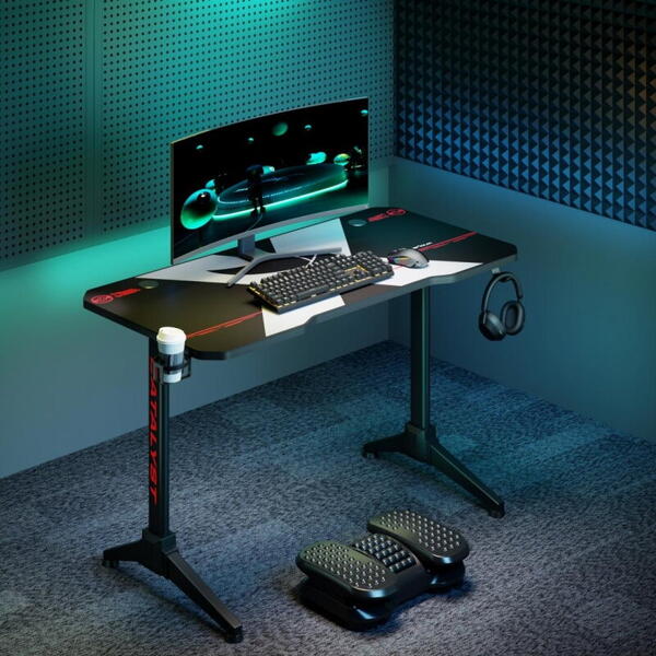 Birou gaming Serioux Catalyst,  dimensiuni: 1200x600x750mm, dimensiune blat(LxLxT): 1200x600x18mm, greutate suportata: 100 kg, inaltime: 750 mm, mouse Pad inclus, suport casti, suport cana/pahar
