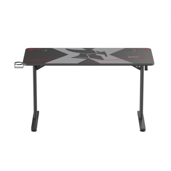 Birou gaming Serioux Aeter RGB,  dimensiuni: 1200x600x750mm, dimensiune blat(LxLxT): 1360x600x18mm, greutate suportata: 75 kg, banda LED RGB, inaltime: 750 mm, mouse Pad inclus, suport casti, suport cana/pahar