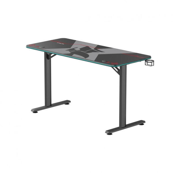 Birou gaming Serioux Aeter RGB,  dimensiuni: 1200x600x750mm, dimensiune blat(LxLxT): 1360x600x18mm, greutate suportata: 75 kg, banda LED RGB, inaltime: 750 mm, mouse Pad inclus, suport casti, suport cana/pahar