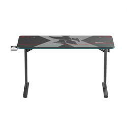 Birou gaming Serioux Aeter RGB,  dimensiuni: 1200x600x750mm, dimensiune blat(LxLxT): 1360x600x18mm, greutate suportata: 75 kg, banda LED RGB, inaltime: 750 mm, mouse Pad inclus, suport casti, suport cana/pahar