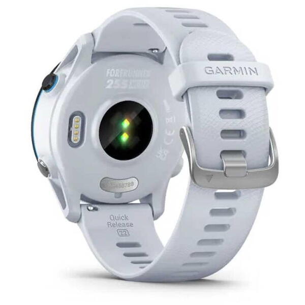 Ceas Garmin Forerunner 255, display 33mm, rezolutie displat 260x260 conectivitate Bluetooth™, ANT+, NFC, USB, functii accelerometru, giroscop, barometru, busola, termometru pentru temperatura exterioară, durata de viata baterie mod ceas inteligent: până l