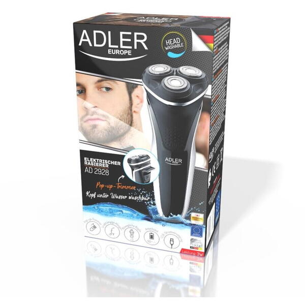 ADLER Aparat de barbierit AD 2928, 3 capete independete, autonomie 90 minute