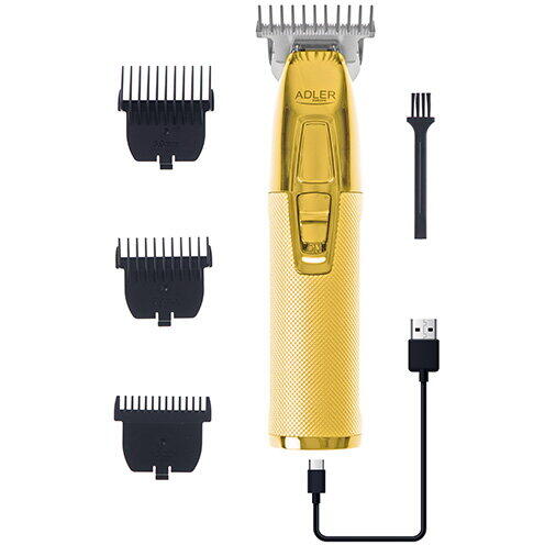 Aparat de tuns Adler AD 2836g 100W, 4 accesorii incluse, Ceramica/Titan, Auriu