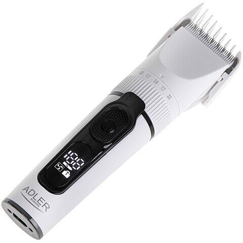 ADLER Aparat de tuns Hair clipper LED, USB C, afisaj LED, alb