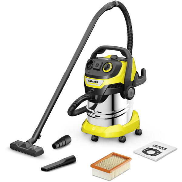KARCHER Aspirator multifunctional WD 5 P S V-25/8/22, 1100 W, aspirare umeda si uscata, 25 l rezervor, furtun 2.2 m, functie de suflare, galben/negru