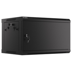 LANBERG Wall mount cabinet 19inch 6U 600x450 steel doors black flat pack