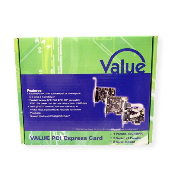 PCI EXPRESS LA 2 PORTURI SERIAL RS-232 D-SUB 9 PINI, VALUE 15.99.2118