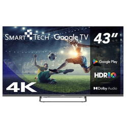 Televizor SmartTech QLED 43UG02V, 108 cm, Smart Google, 4K Ultra HD, Clasa F
