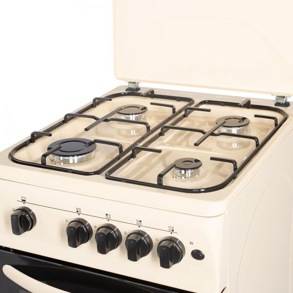 NobeLTek Cooking Aragaz NobelTek NLT 5602B/G1, Gaz, 4 arzatoare, Dispozitiv siguranta plita si cuptor, Aprindere electrica, 50 x 60 cm, Bej