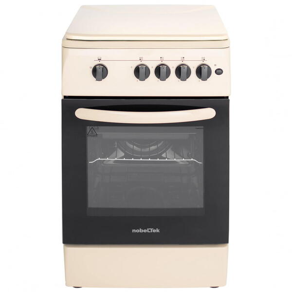 NobeLTek Cooking Aragaz NobelTek NLT 5602B/G1, Gaz, 4 arzatoare, Dispozitiv siguranta plita si cuptor, Aprindere electrica, 50 x 60 cm, Bej