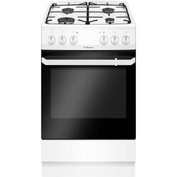 Agaz mixt Hansa FCMW56069, Cuptor electric, 67 L, clasa A, plita gaz, 4 arzatoare, Alb
