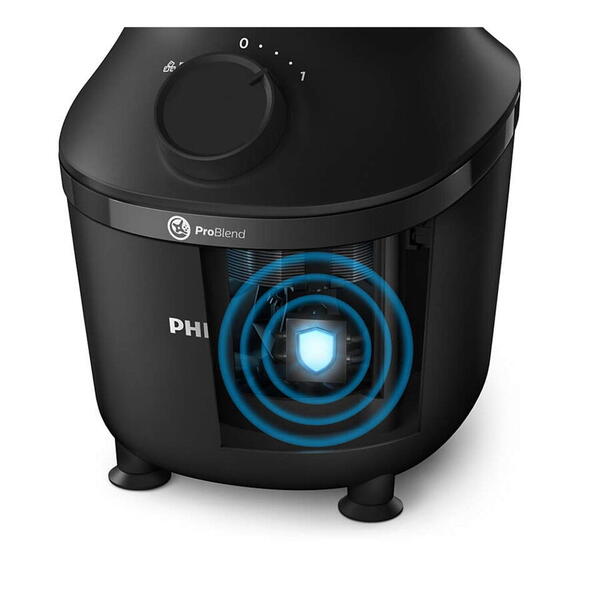 Blender Philips Seria 3000 HR2291/01, 600W, 2l, 2 viteze+Pulse, zdrobire gheata, Sistem ProBlend, aplicatia NutriU, Negru