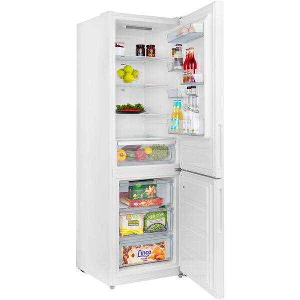 Combina frigorifica Total No Frost Daewoo volum net 310L, control electronic, iluminare LED, inghetare rapida, Clasa E, Alb