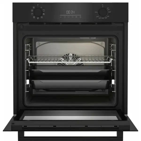 Pachet incorporabil Beko BBSM17330BCS, Electric, 71 l, Clasa A, Autocuratare catalitica, SoftClose door,Timer, Negru + Plita incorporabila Beko , Gaz, 4 arzatoare, Wok, Gratar din fonta, 60 cm, Negru