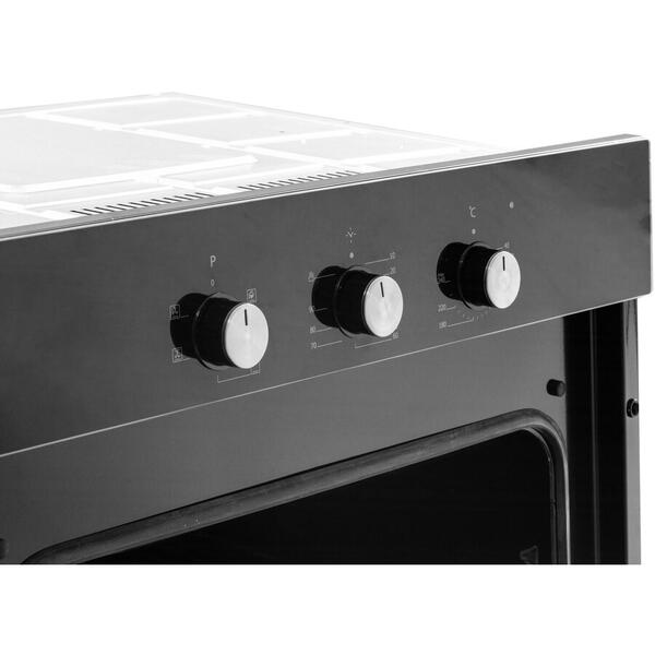 NobeLTek BI Cuptor incorporabil electric NobelTek NBIO-614BK-1, 5 functii, 3 butoane, timer mecanic, 56L, sticla dubla, ventilator de racire, negru