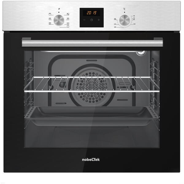 NobeLTek BI Cuptor incorporabil electric NobeLTek NBIO-627IX-1, 7 functii, timer digital, 60L, sticla dubla, ventilator de racire, inox