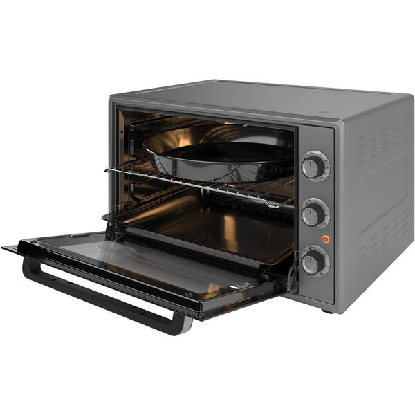 NobeLTek Kitchen Cuptor electric NobeLTek NLT FSO60X, 60L, 2000W, grill, timer, termostat, sticla dubla, ventilator, iluminare, Inox