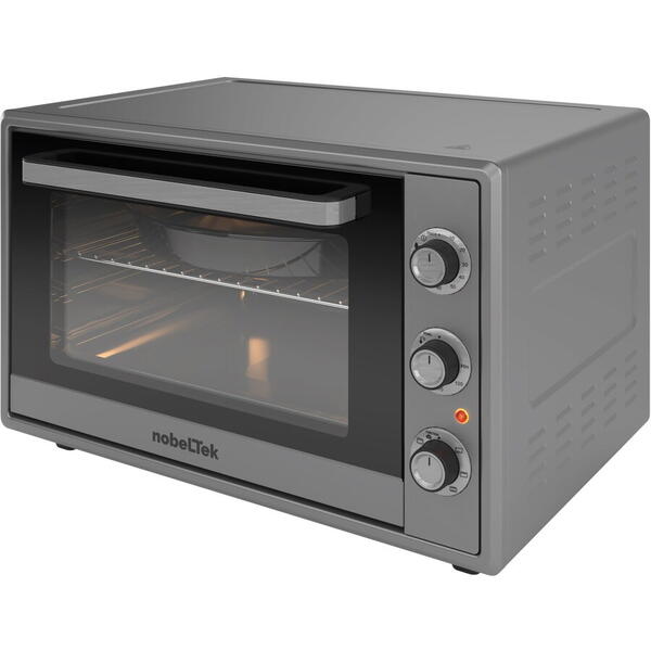 NobeLTek Kitchen Cuptor electric NobeLTek NLT FSO60X, 60L, 2000W, grill, timer, termostat, sticla dubla, ventilator, iluminare, Inox