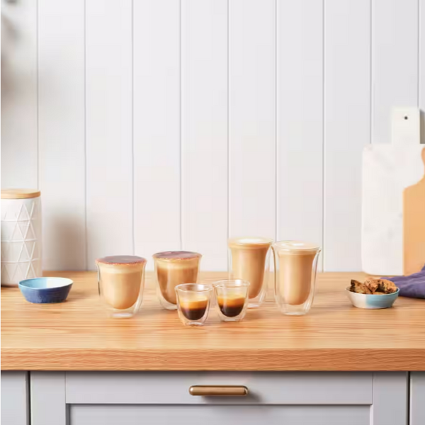 Set 2 pahare DeLonghi Cappuccino DLSC311 2x270ml Sticla termorezistenta, Transparente