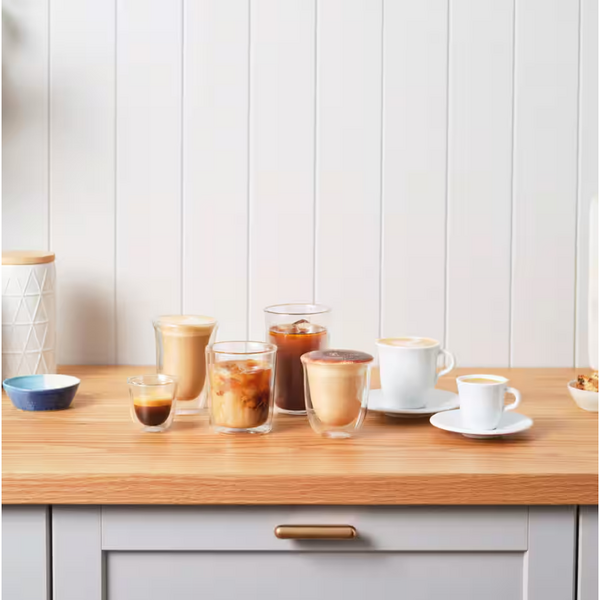 Set 2 pahare DeLonghi Cappuccino DLSC311 2x270ml Sticla termorezistenta, Transparente