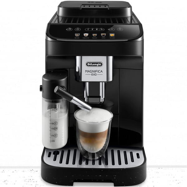 Espressor automat DeLonghi Magnifica Evo ECAM 290.61.B, 1450W, 1.8l, 15 bar, sistem LatteCrema, rasnita cu 13 setari, Negru