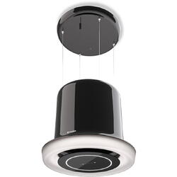 Hota insula Faber GLOW BK GLOSS, 640 m3h, 68 dB, 1 motor, filtru aluminiu, LED banda, touch, clasa A, diametru 64 cm, Negru