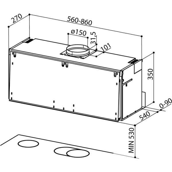Hota incoporabila Faber 106/35 PLUS SRM LG A86, 86 cm, 440 m3h, 67 db, filtru aluminiu, iluminare LED2, clasa C, evo diffuser, Inox