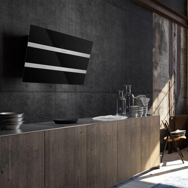 Hota tangetiala Faber STEELMAX EV8 LED BK/X A55, 55 cm, Touch Control, Lumina LED, Negru/Inox