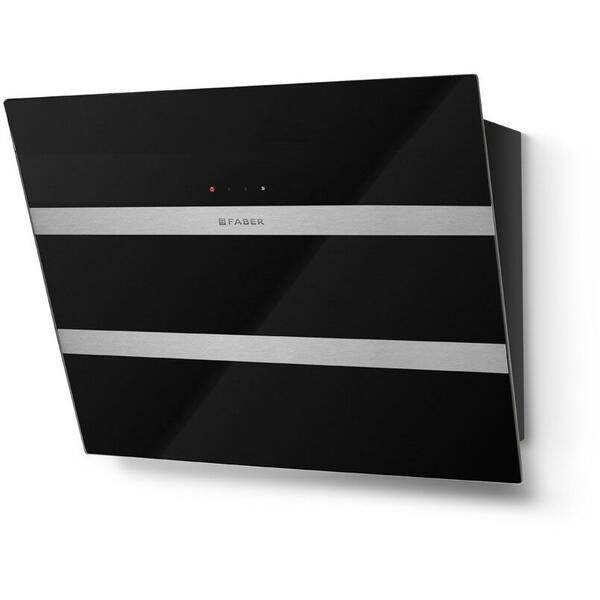 Hota tangetiala Faber STEELMAX EV8 LED BK/X A55, 55 cm, Touch Control, Lumina LED, Negru/Inox