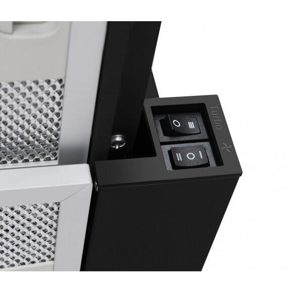 Hota telescopica Hansa, 60 cm, 270 m3/h, 1 motor, 2 filtre aluminiu, 3 trepte, iluminare LED, negru