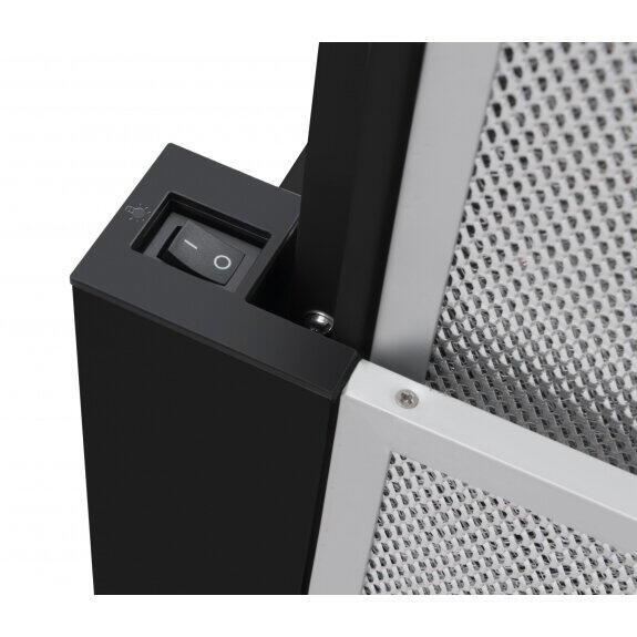 Hota telescopica Hansa, 60 cm, 270 m3/h, 1 motor, 2 filtre aluminiu, 3 trepte, iluminare LED, negru