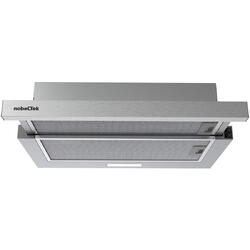 Hota telescopica NobelTek NHO-T6001MX, 1 motor, 2 filtre aluminiu, lampa led, 500m3, 2 trepte de putere, front Inox, culoare Silver