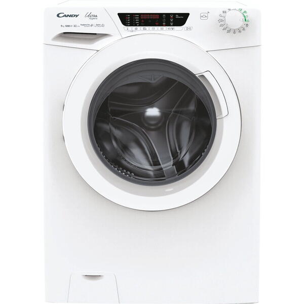 Masina de spalat rufe Candy Ultra Hygiene HE 1294TWM6/1-S, 9 kg, 1200 RPM, Motor inverter, WiFi, Mix Power System, Clasa A, Alb
