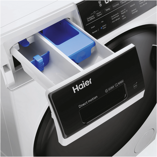 Masina de spalat rufe Haier HW100-B14979-S, 10 kg, 1400 rpm, Clasa A, Motor Direct Motion, Refresh, ABT, Steam, Dual spray, Pillow Drum, iTime, Smart Detecting, Alb