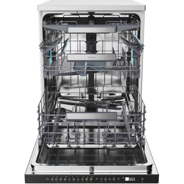 Masina de spalat vase Haier XF 6B2M3PX, 16 seturi, 10 programe, Clasa B, Motor Inverter, WiFi, H-Spray Arm, Flex Zone, Part Light, Powerwash, Automatic Open Door, 60 cm, Inox