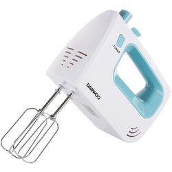 Mixer de mana Daewoo DHM122LB, 300 W, 5 viteze, functie Turbo, accesoriu framantare, palete amestecare, carcasa ABS, Turcoaz