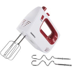 Mixer de mana Daewoo DHM122R, 5 Viteze, Functie Turbo, Putere 300W, Alb/Rosu