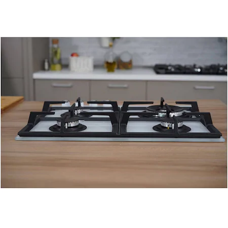 Plita incorporabila Beko HILW64225SW, Gaz, 4 arzatoare, Heat booster, 7800 W, Alb