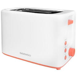 Prajitor de paine Daewoo DBT70W, Putere 900 W, Capacitate 2 felii, 7 nivele de rumenire, Functie decongelare, Alb