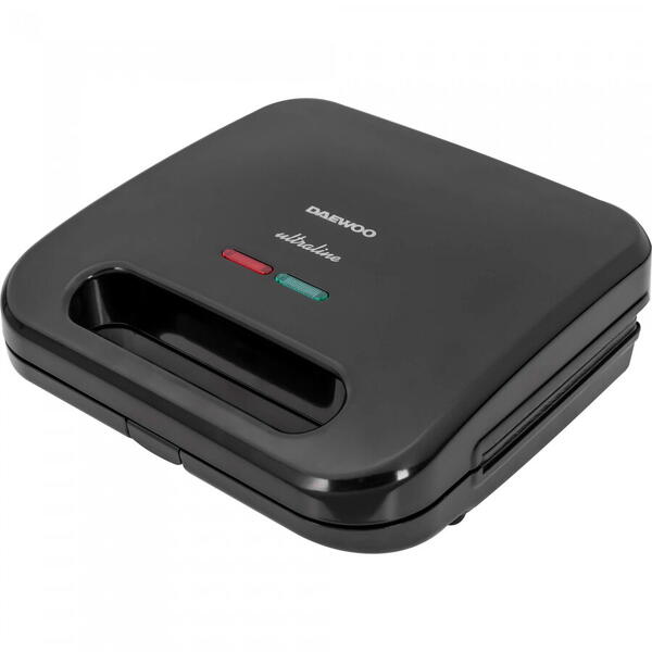 Daewoo SDA Sandwich maker Daewoo DSM300, Putere 800 W, Placi antiaderente interschimbabile, Gofre, Grill, Termostat, Cool Touch, Negru