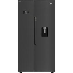 Side by side Beko GN163241DXBRN, 576 l, NeoFrost Dual Cooling, Slim tank water dispenser, Twist Ice Maker, H 179 cm, Clasa E, Dark Inox