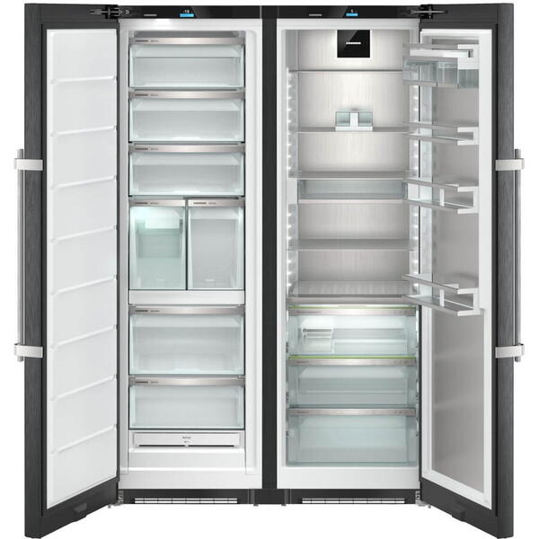 Side by side Liebherr XRFbs 5295 Peak BioFresh, Clasa D, 665 L, IceMaker, Iluminare LED, H 185.5 cm, Negru