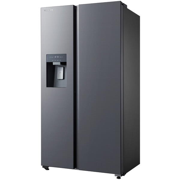 Side by side Toshiba, clasa energetica E, volum net total 582 (380+202) litri, No Frost, Ice Maker 3 in 1, Wifi, design Morandi Gray