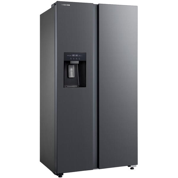 Side by side Toshiba, clasa energetica E, volum net total 582 (380+202) litri, No Frost, Ice Maker 3 in 1, Wifi, design Morandi Gray