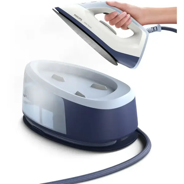 Statie de calcat cu abur Philips seria 3000 PSG3000/20, 2400 W, 6 bari, jet de abur continuu 120 g/min, jet de abur 350 g, Talpa ceramica, Rezervor de apa detasabil de 1.4 l, Oprire automata, sistem de detartrare Smart Calc Clean