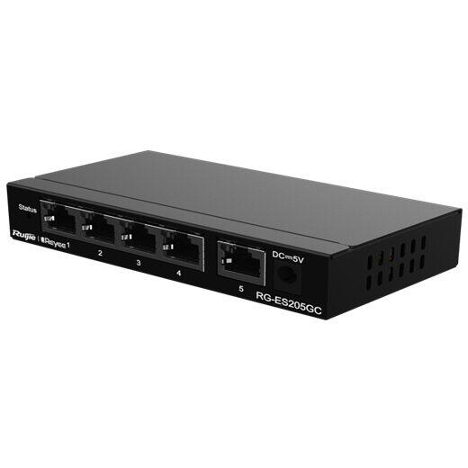 Ruijie Switch Reyee, RG-ES205GC, 5-Port GigabitSmart Cloud Mananged PoE Switch, RJ45