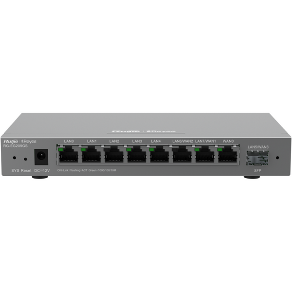 Ruijie Router Reyee, RG-EG209GS, 9-Port GigabitCloud Management, 1SFP, 200 Users, 600Mbps