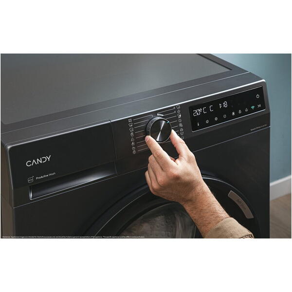 Masina de spalat rufe Candy ProWash 500 BR 410B8G-S, 10 kg, 1400 RPM, 16 programe, Motor Inverter, Steam, Soft Drum, Dual Spray, Wifi, Clasa A, Antracit