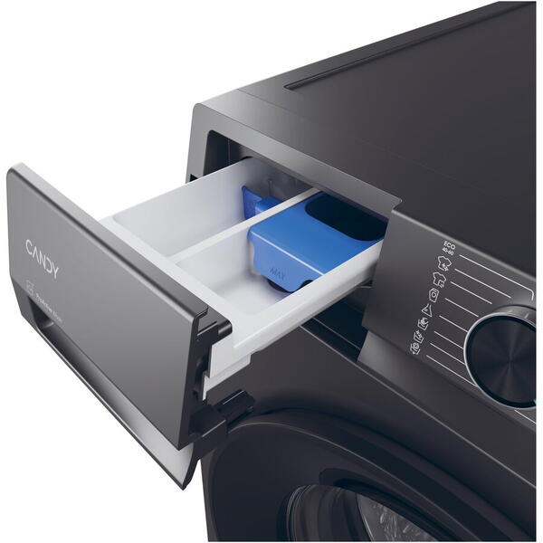 Masina de spalat rufe Candy ProWash 500 BR 410B8G-S, 10 kg, 1400 RPM, 16 programe, Motor Inverter, Steam, Soft Drum, Dual Spray, Wifi, Clasa A, Antracit