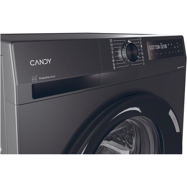 Masina de spalat rufe Candy ProWash 500 BR 410B8G-S, 10 kg, 1400 RPM, 16 programe, Motor Inverter, Steam, Soft Drum, Dual Spray, Wifi, Clasa A, Antracit